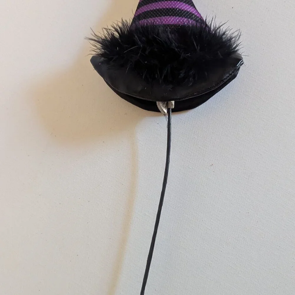 NWT Purple Striped Mini Witch Hat Floral Pick Ashland Halloween Decor Suess Goth